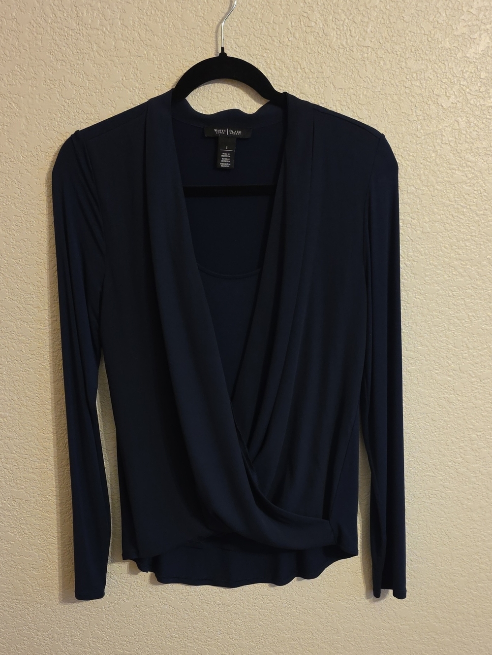 WHBM Navy long sleeve blouse
